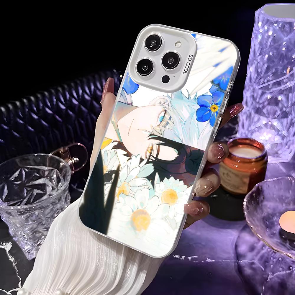 Anime L-Link Clicks Phone Case For iPhone 16 15 14 13 12 11 Pro Max White Purple Matte Laser Metallic Aurora Funda