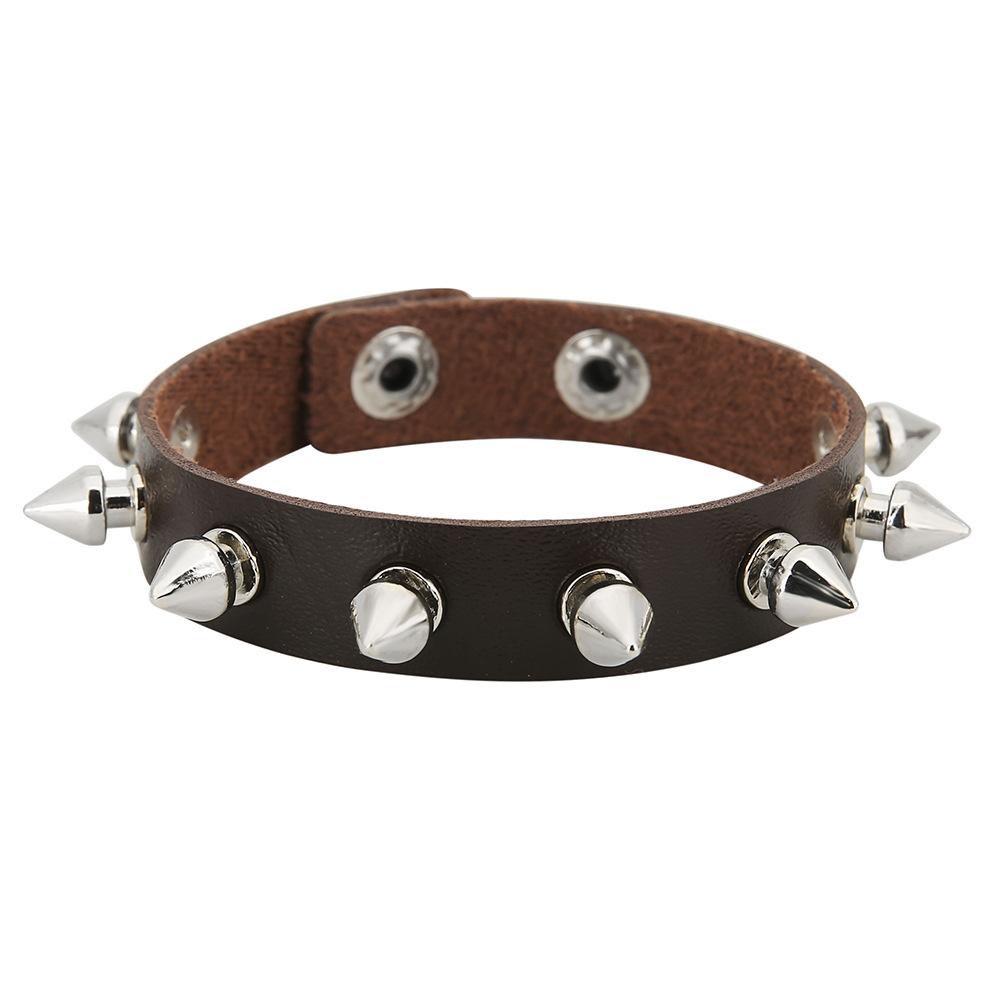 Black Goth Bracelets For Women Punk Boho Emo Spike Rivets PU Leather Bracelet Cuff Bangles Festival Jewelry Party Gifts