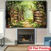 2D plane, magic forest library wall banner - unique passage and bookshelf designDJH