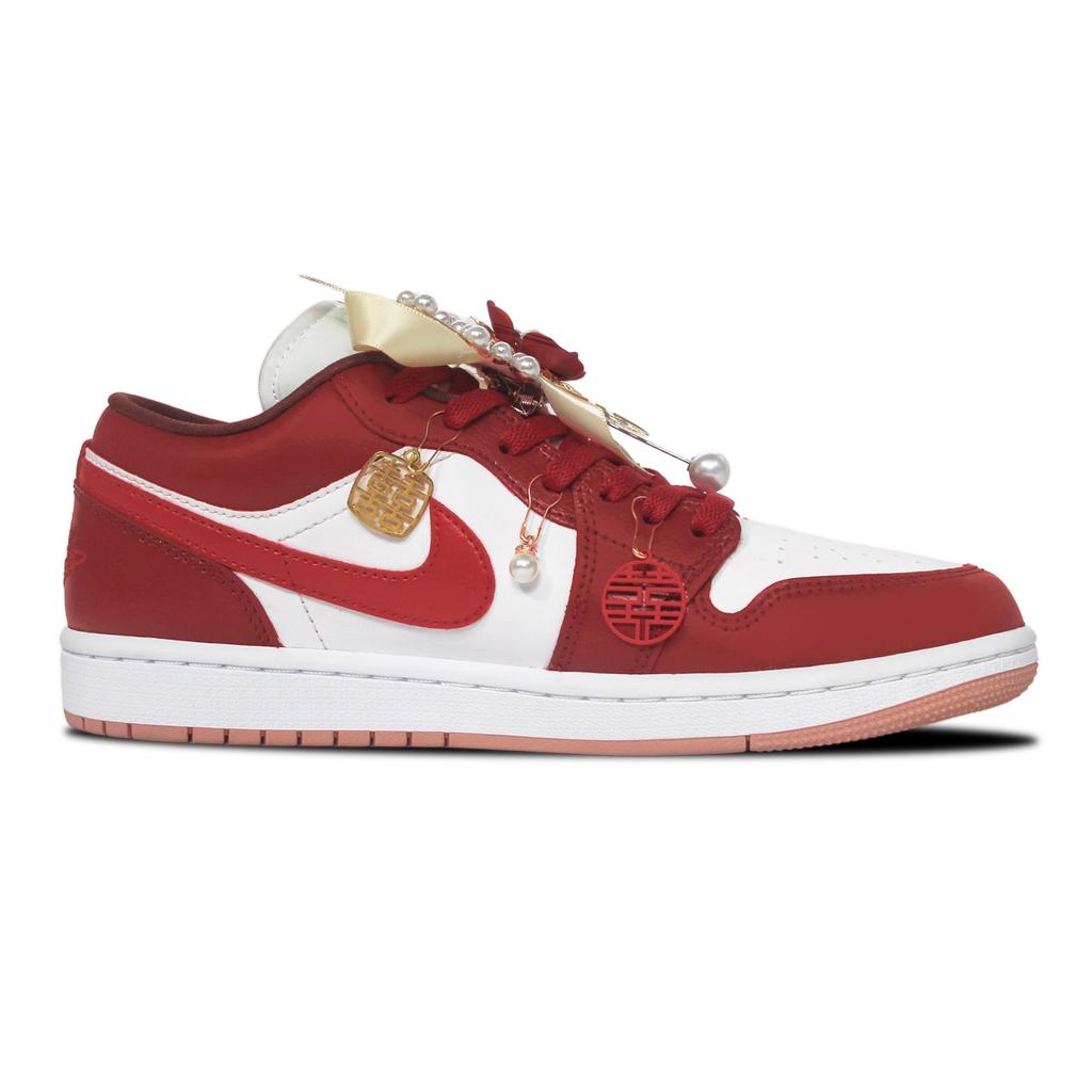 Jordan Air Jordan 1 Golden Jade Perfect Match Abrasion Resistant Low top Vintage Basketball Shoes Unisex Brick Red DC0774-182(Team1137-)