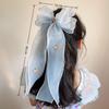 Fashion Embroidered Floreal Braided Hairpin Solid Color Bowknot Ponytail Headdress Chiffon Big Ponytail Clip Women