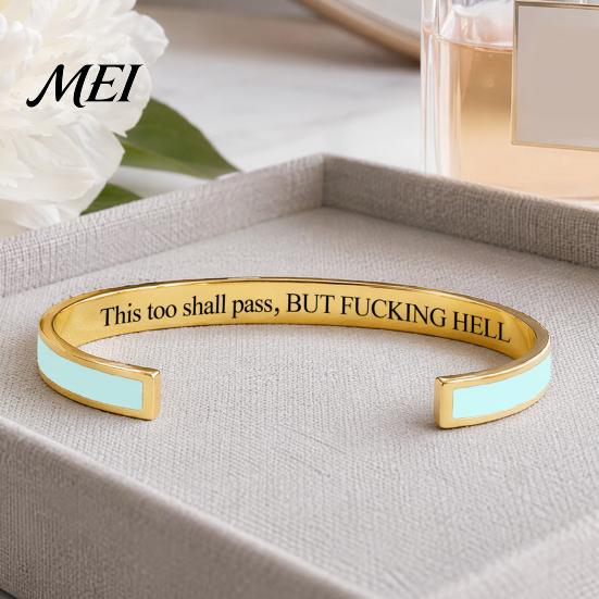 Inspirational Bracelet This Too Shall Pass Mantra Cuff Bracelet, Adjustable Engraved Motivational Gift for Encouragement Bangle Hidden Information
