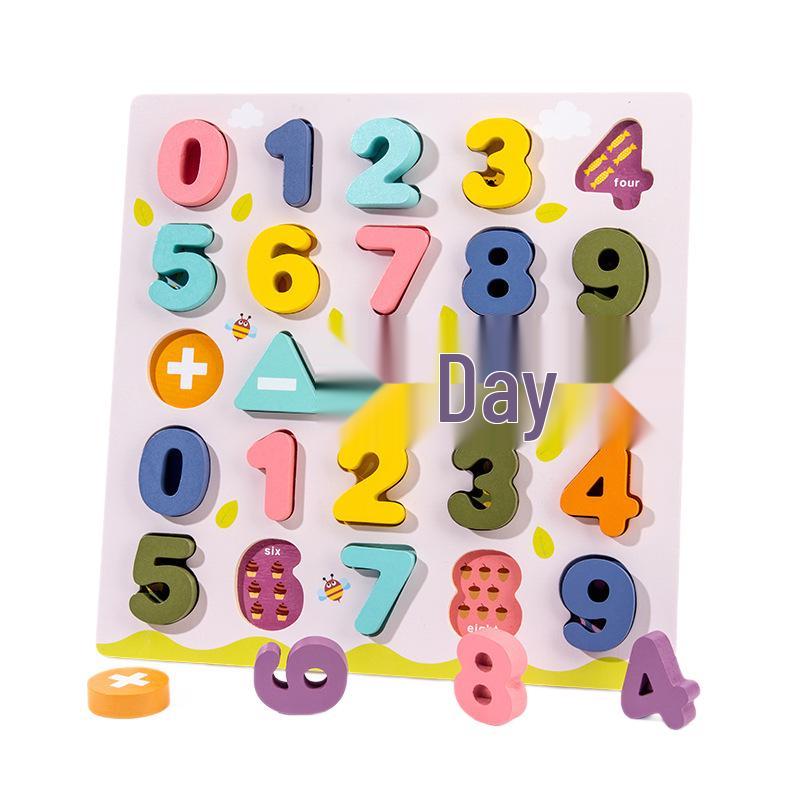 Macaron Color Wooden Alphabet & Number Puzzle for Children's Early Education, Ages 3-6