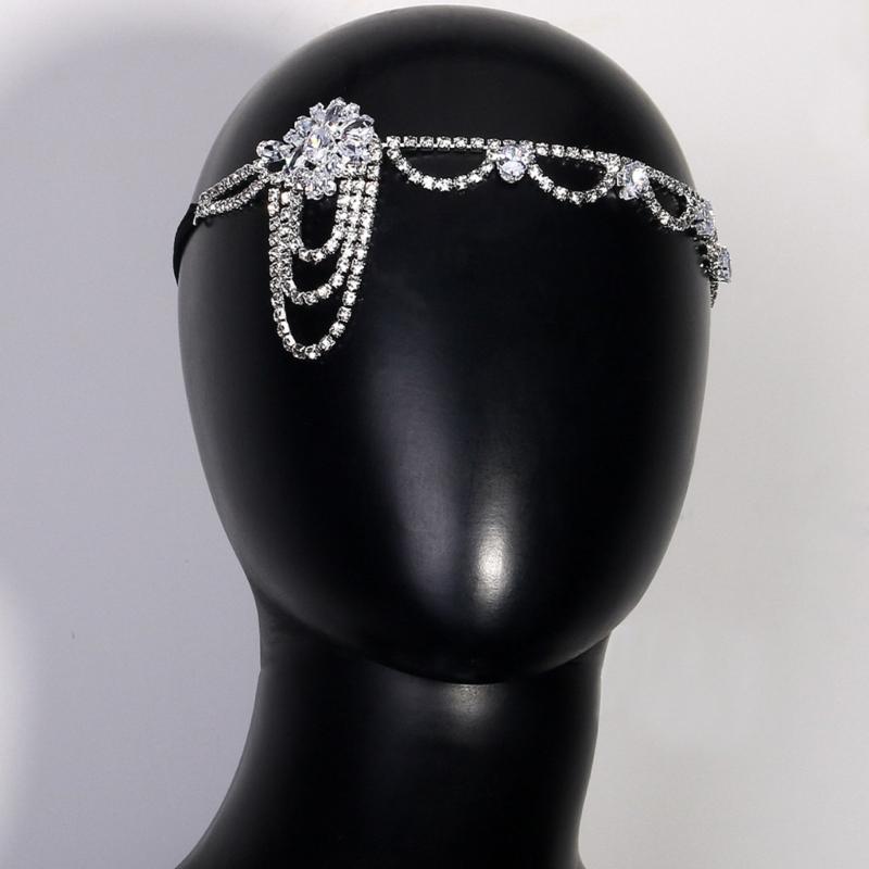 1920s Crystal Headbands Luxurious Flapper for Women Wedding Bridal Party Headdress with Floral Design