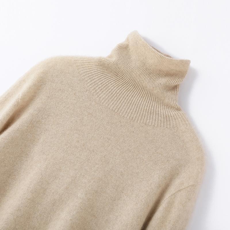 Women's High Neck Cashmere Sweater - Versatile Seamless Knit Pullover
