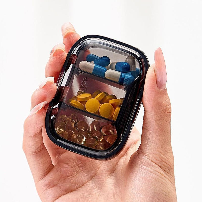 1pc 3-Compartment Waterproof Pill Organizer Box Portable Mini Plastic Medicine Case Dustproof Compact Storage