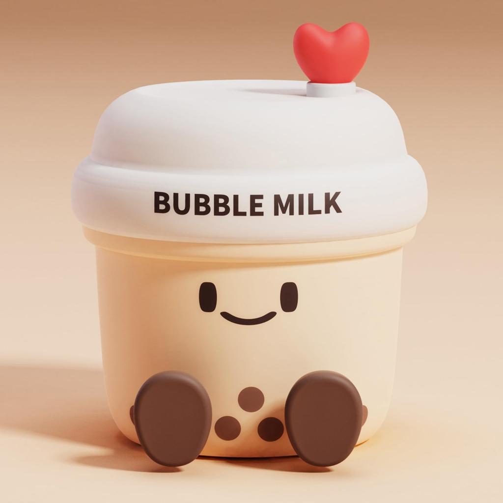 Niedliches Bubble Milk Cup Nachtlicht, 3-stufig dimmbares weiches Licht, mit Timer, wiederaufladbar, ideale Dekoration und Geschenk für Mädchen, Frauen und Kinder