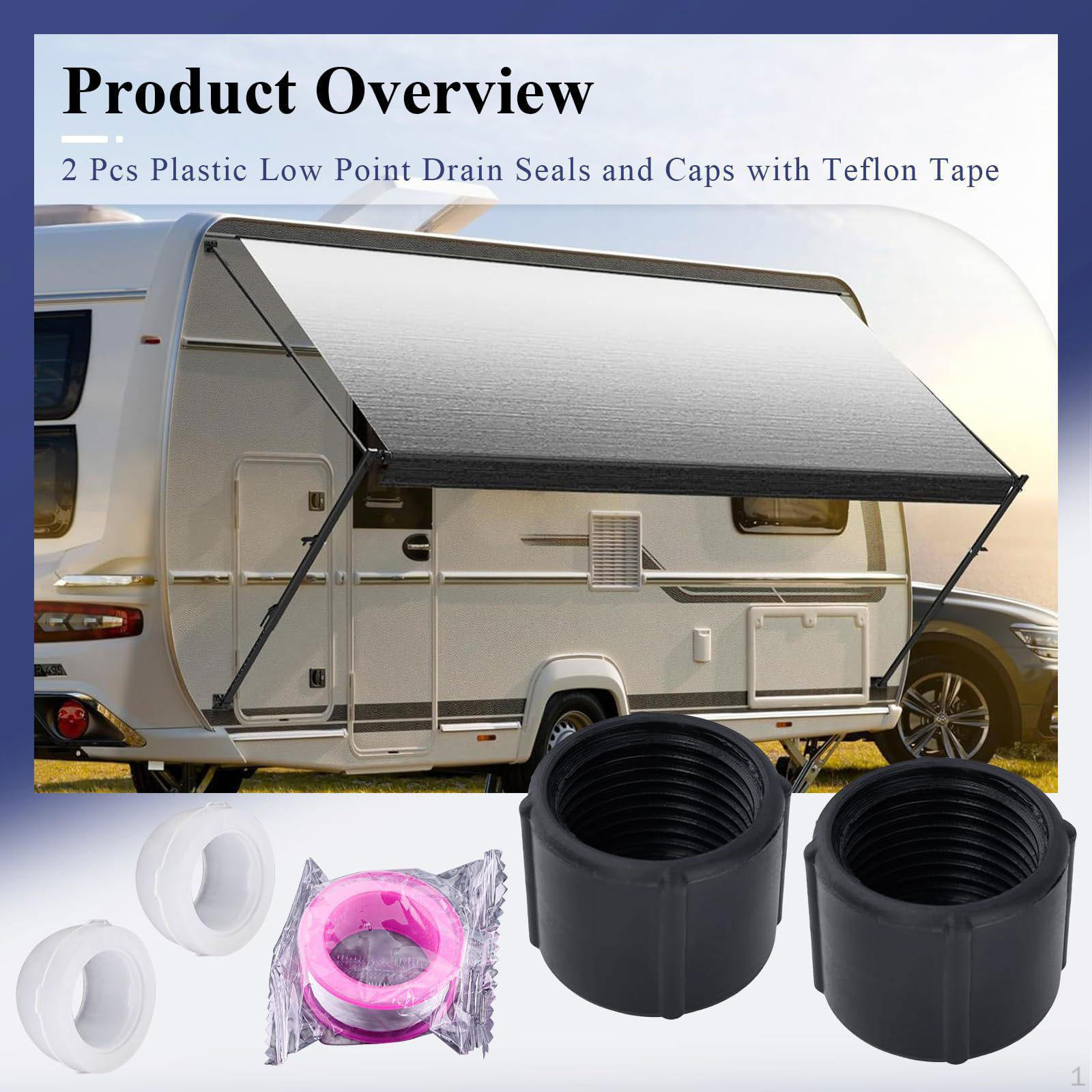 

2Pcs Low Point Drain Seals and Cap RV Seal Kit Travel Trailer Cover