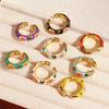 Verstellbarer Blumen-Emaille-Ring Bunter Verlobungs-Öffnungsring Schmuck Geometrischer Blumen-Fingerring Hochzeit