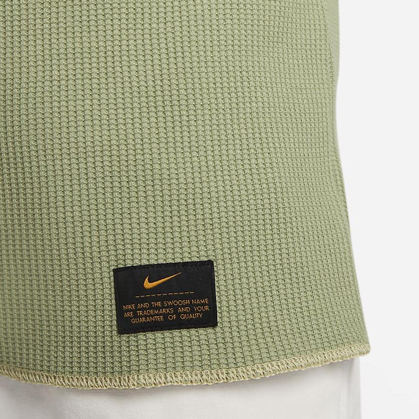 Nike Vienos spalvos logotipas apvalia iškirpte megztinis ilgomis rankovėmis T-shirt vyriški viršutiniai drabužiai aliejaus žalias DX0895-386