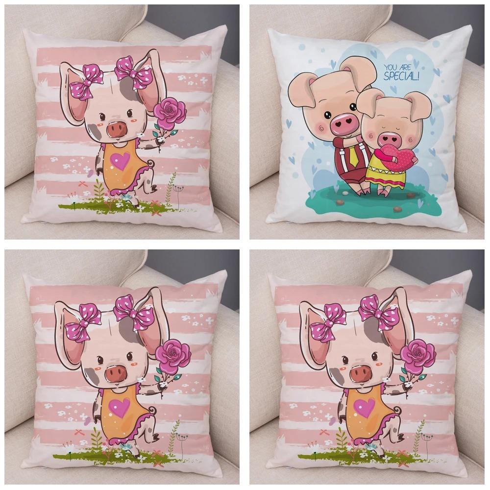 Büro Wohnzimmer Zuhause Kissenbezug Cartoon Haustier Schwein Kissenbezug Auto Ornamente
