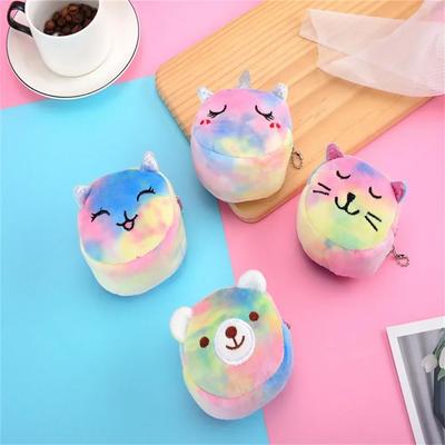 Monedero de unicornio de peluche con dibujos animados, monedero circular de pelo de gato, bolso de mano para niña, bolso bordado, organizador de llaves y auriculares, bolsas de regalo para niños