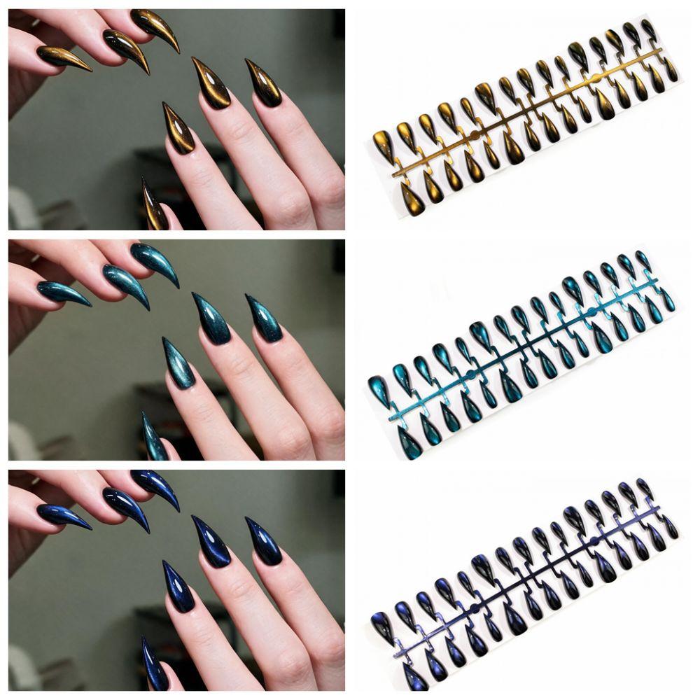 Gradient Halloween False Nails Wearable Nail Tips Set Durable Blood Stained Fake Nail Party