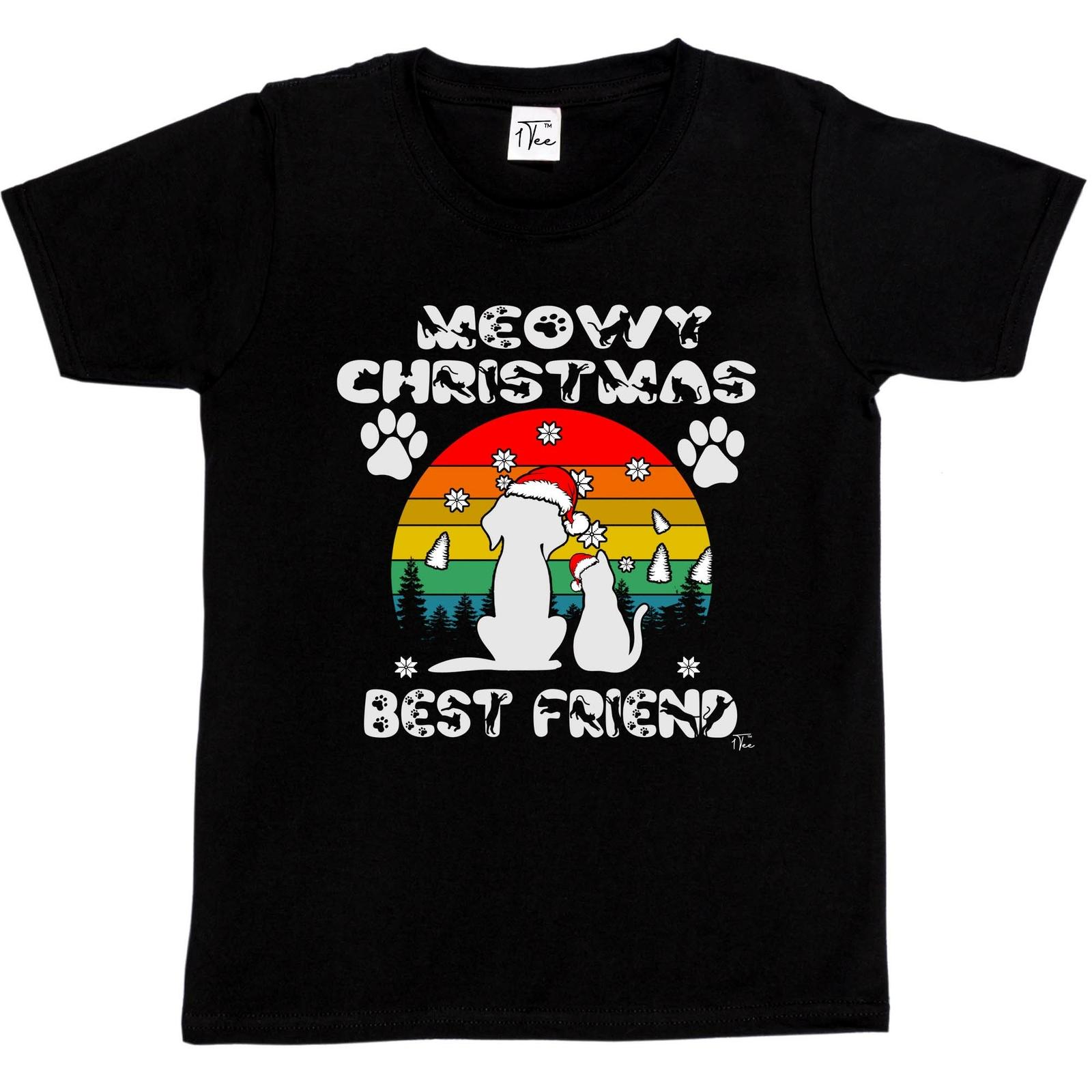 1Tee Kids Boys Meowy Chrismas Best Friend T-Shirt S