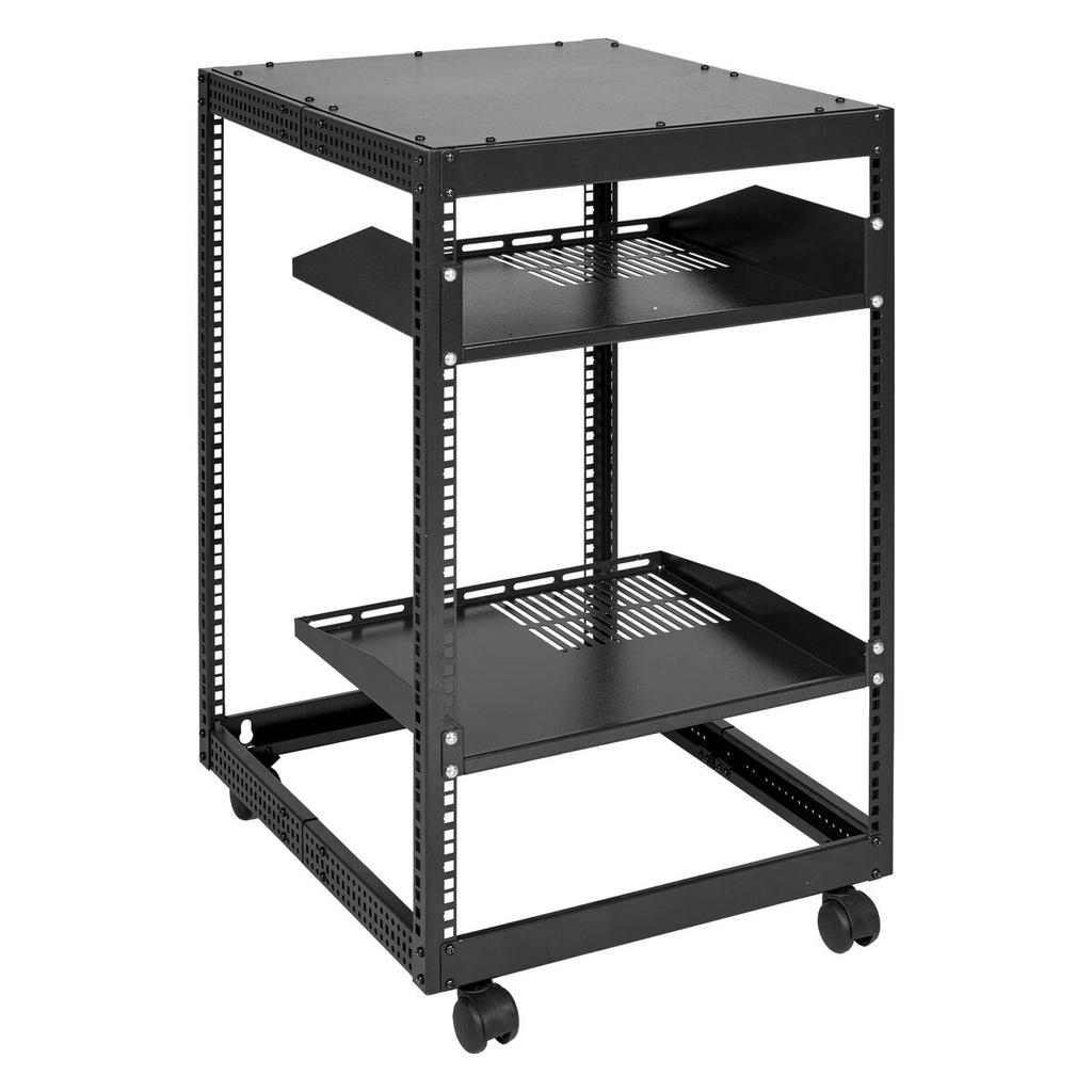 15U Open-Frame Server-Rack, 15''-40'' Verstellbare Tiefe, Freistehendes oder Wandmontage-Netzwerk-Server-Rack, 4-Pfosten AV-Rack mit Rollen, Bietet Platz für Ihr gesamtes