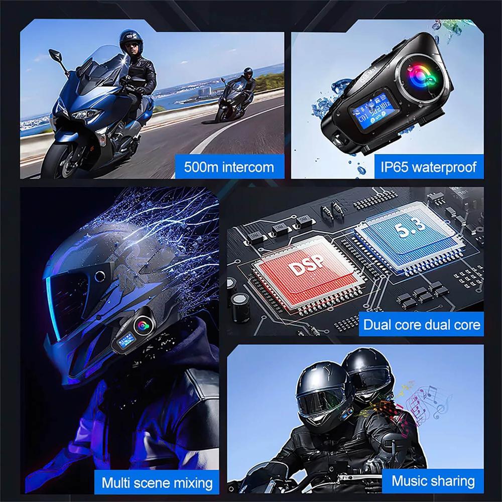 Car Bluetooth Headset Motorcycle Intercom Helmet LCD Waterproof maximum 32G