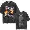 Rapper Tupac 2pac All Eyez On Me Cross Vintage Washed T Shirt Men Hip Hop Fashion Retro Tshirt Mens Casual Oversized Tshirts