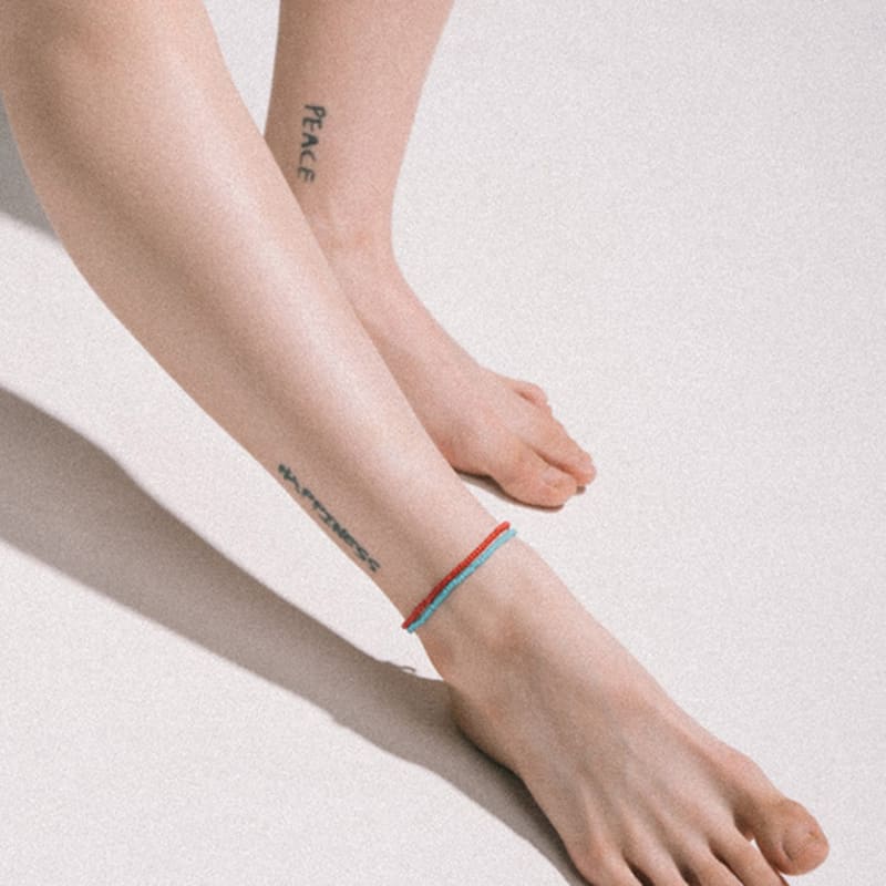 BICYCLE TROPHY Pickmen Daily Beads Anklet 04 (RED / 3mm Miyuki Beads)