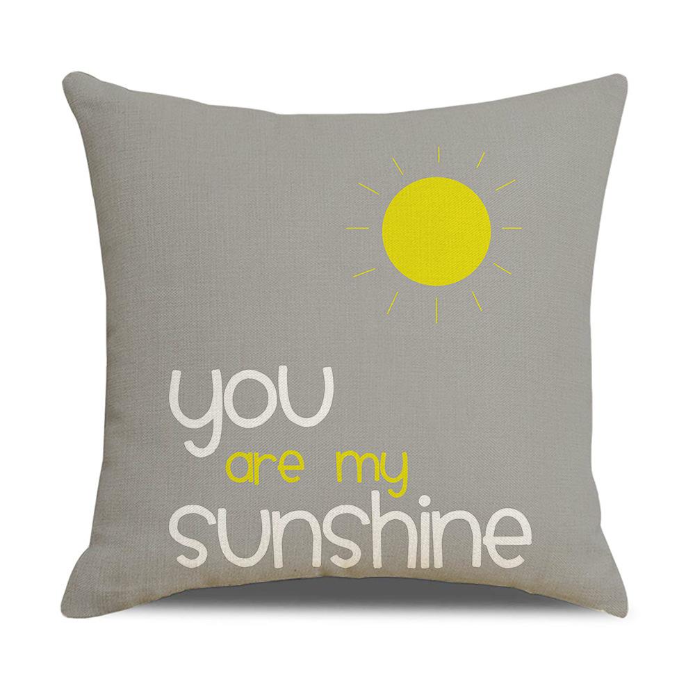 New Home Soft Furnishings Nordic Yellow Sunflower Sunflower Linen Printed Square Pillowcase