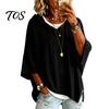 Long Sleeve Tops Autumn Women Knit Pullover Sweater, Loose Fit Drawstring Hooded Oversized Sweaters 3/4 Drop Shoulder Solid Color Casual Sweater Soft