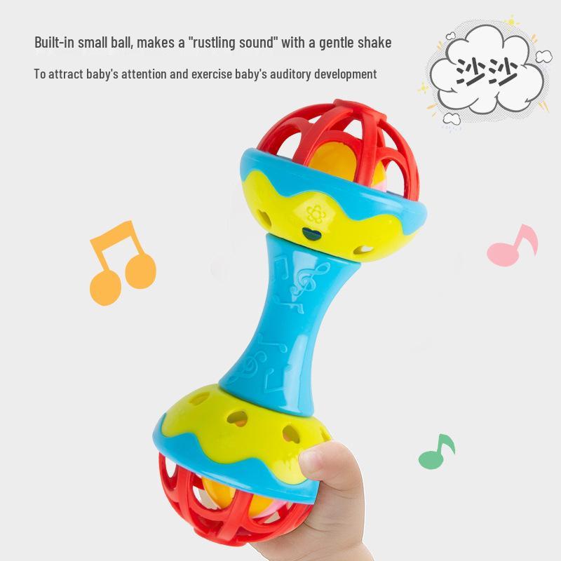 Soft Teething Rattle Stick: Baby Grip & Roll Dumbbell Ball for Crawling and Education (0-1 Year)