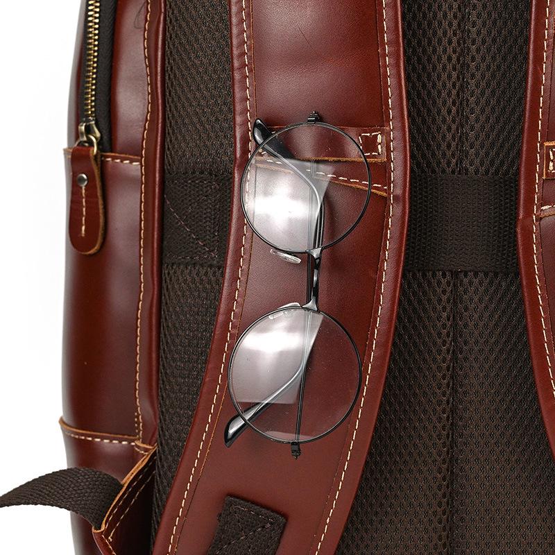 Plecak męski retro ze skóry Crazy Horse - Duża pojemność, torba na laptopa 15", tornister ze skóry bydlęcej licowej.