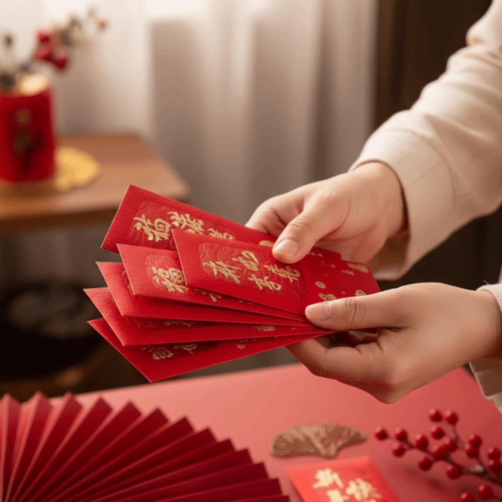 6pcs Traditional Red Pocket Hot Stamping Hongbao Festive Decor Horse Year Red Envelope  Birthday