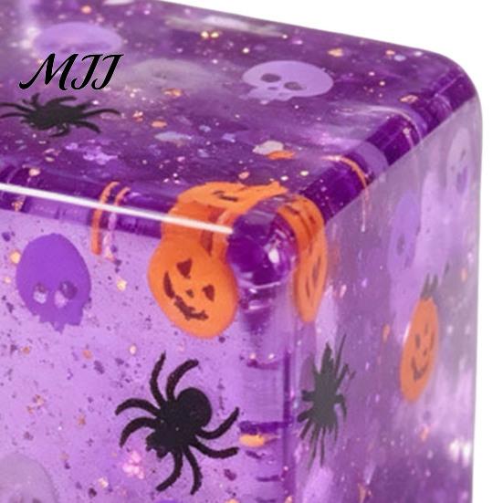 Taschen-Quetschspielzeug Halloween Stresswürfel Sensorisches Spielzeug, Spielzeug mit Kürbis-Schädelmuster Spinnenmuster, Klar Angstlinderung Partygeschenke Langsam