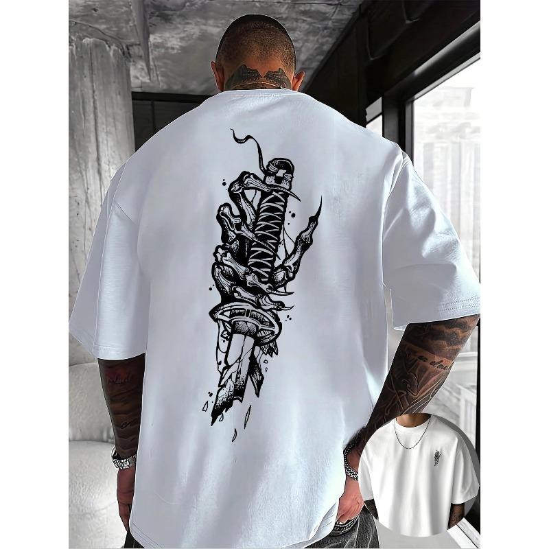 European Size Creative Front And Back Printed Round Neck T-Shirt, Trendy And Fashionable Short Sleeves for Summer, Casual Everyday Style Top
