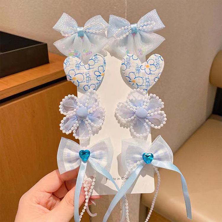 Children's Bow Hair Clip Set - Colorful Heart Hairpins for Girls