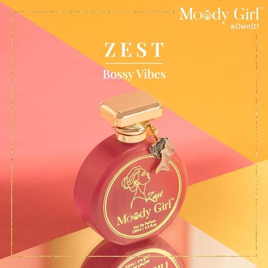 Moody Girl Zest Luxury Perfume for Women | Fresh, Fruity & Gardenia Fragrance | Ideal for Gifting To Women & Girls (Zest 100ML + Chic Glitter Pouch)