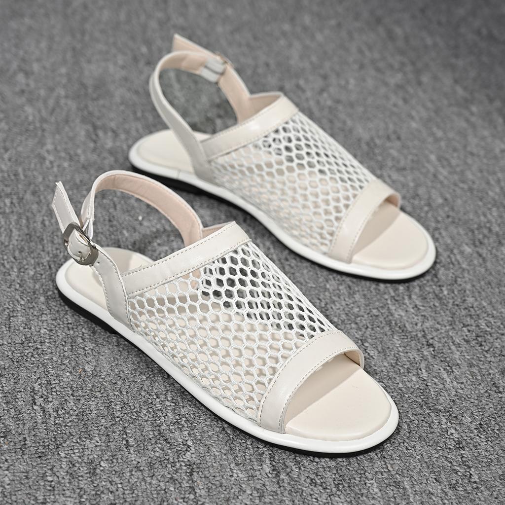 Fashion Women's Sandals Summer New Flat Bottom Women's Slippers Fashion Mesh Breathable Beach Shoes 2025 Large Size 43 Zapatos De Mujer