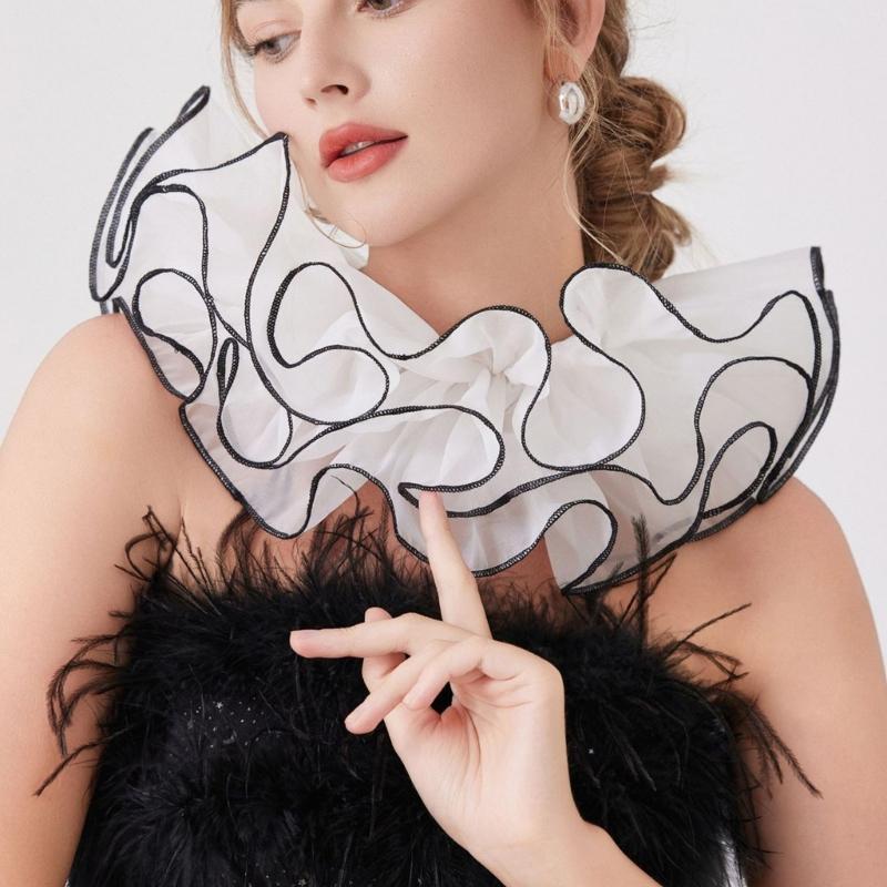 Themed Party Neck Ruff For Jester Costume Breathable Mesh Collar Neckpiece Halloween Transformation Accessory