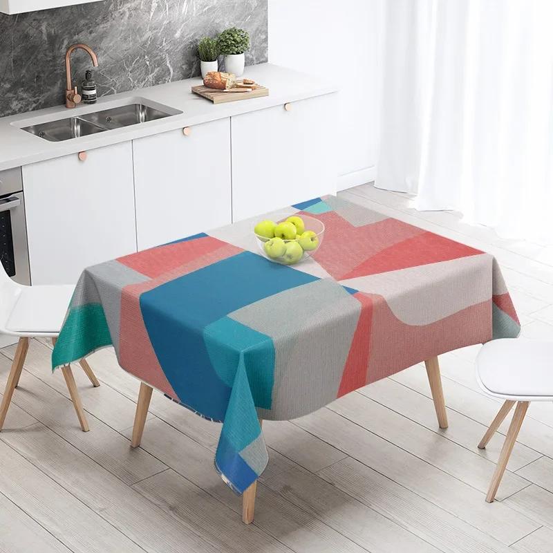 Waterproof Abstract Geometric Tablecloth Resistant Party Decoration Restaurant Cafe Dining Table Tablecloths