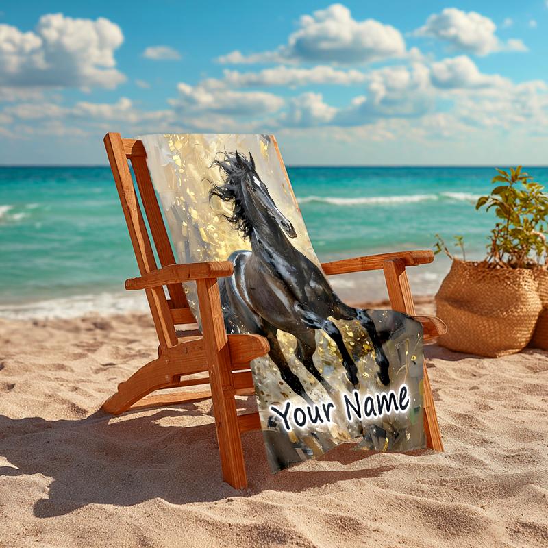 1PC Custom Name Equestrian Dreams Beach Towel Highly Absorbent And Sand-Resistant Towel for Swimming, Pool, Yoga, And Travel Lightweight