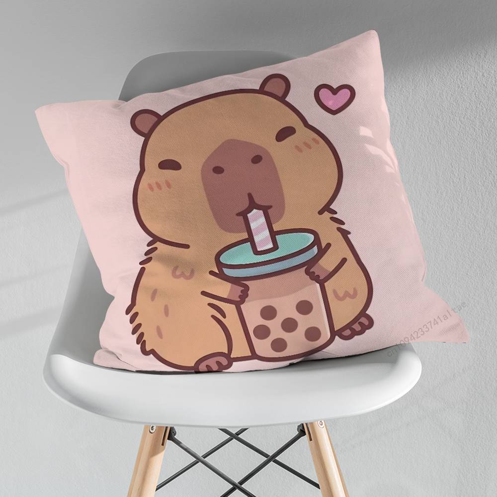 Cute Lindos Capibaras Various Sizes Square Pillow Case For Car Home Bedchamber Decor Birthday Gift
