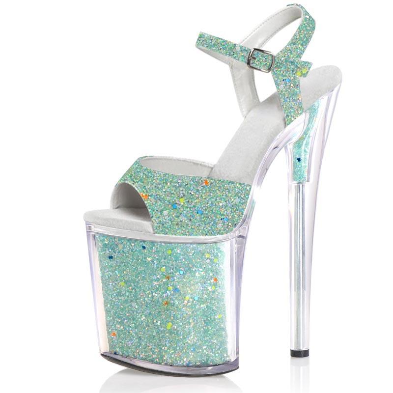 Sandale sexy pentru femei 20CM cu platformă Peep Toe Catwalk Model Pole Dance Tocuri înalte Pantofi de club de noapte Pantofi de striptease