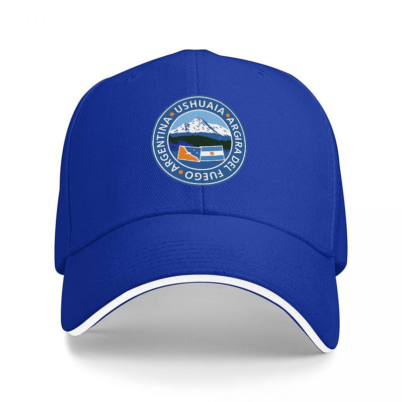 Ushuaia Tierra Del Fuego Argentina Logo Baseball Cap Black Blue White Embroidered Design Outdoor Adventure Travel Souvenir Gift