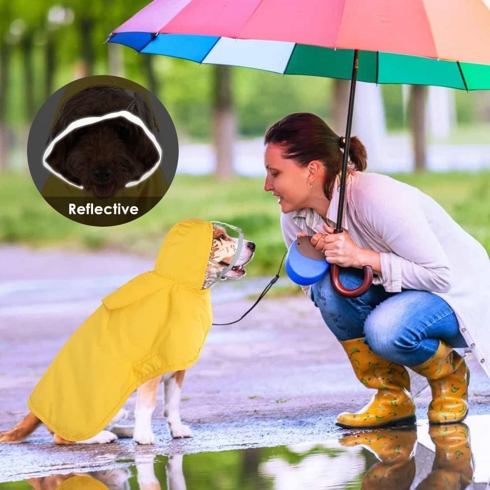 Reflective Strip Dog Hooded Raincoat Waterproof Pet Rain Jacket Golden Retriever