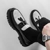 Brand Fashion Men's White and Black Contrasting Set Foot Tassel Leather Shoes Spring New Thick Bottom Round Head Leather Shoes