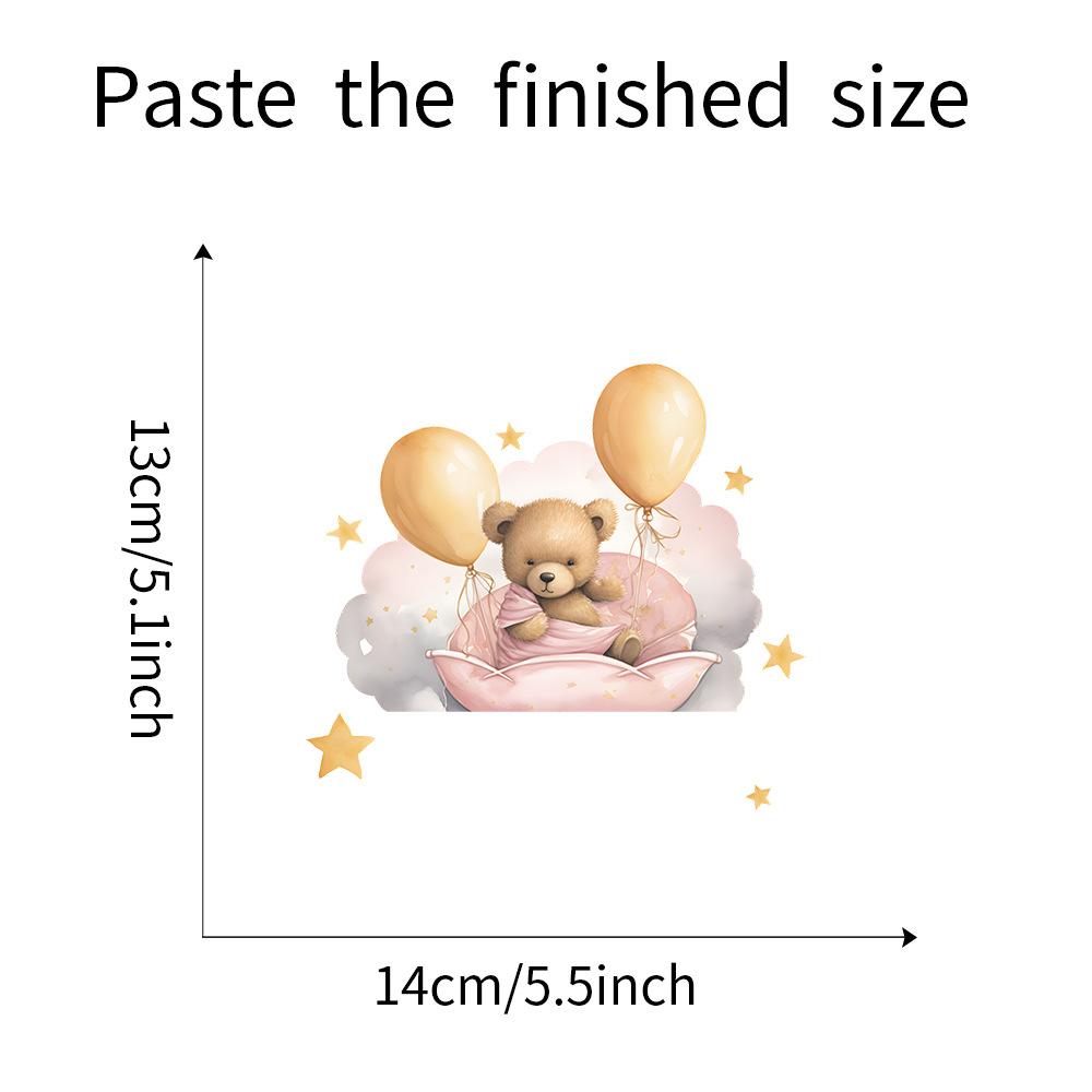 Dreamy Goodnight Bear with Balloons Switch Plate Sticker Removable Self-Adhesive Decal for Living Room Hallway Home Decor