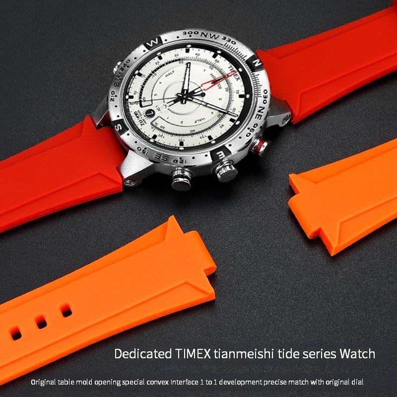 Klasický gumový pásek na hodinky s velkým množstvím pro timex HODINKY T2N720 T2N721 Řada TW2T76300 Vodotěsný silikonový sportovní řemínek 24*16mm