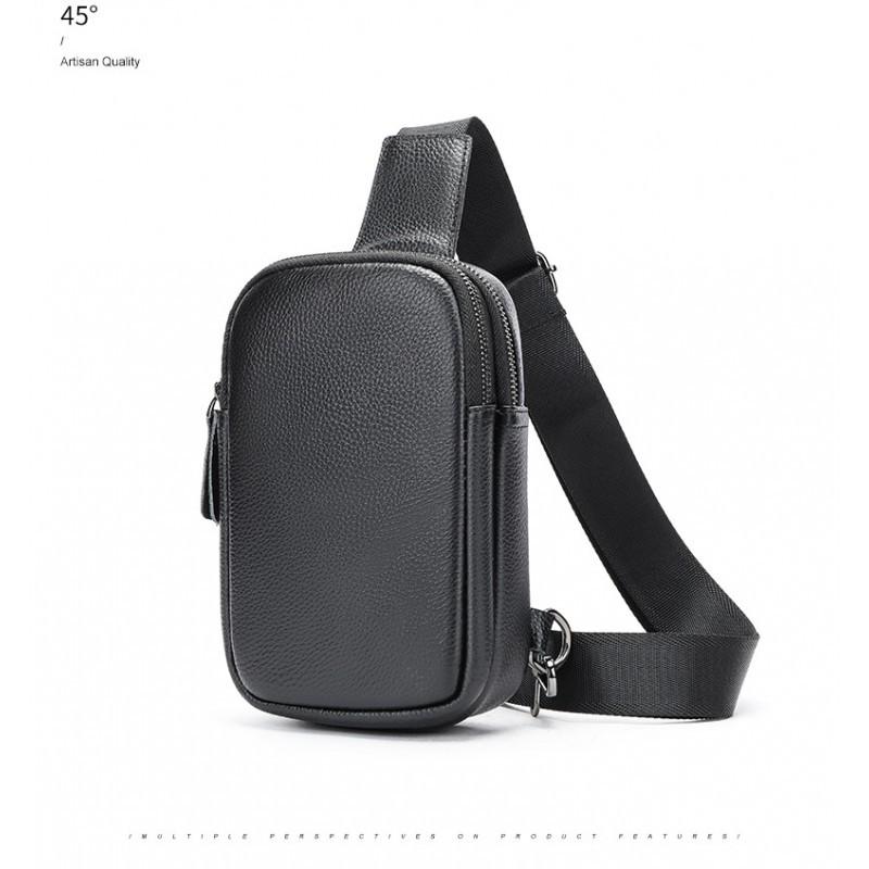 New Genuine Cowhide Chest Bag With Large Capacity Versatile Crossbody Fashionable Leather Men's Shoulder