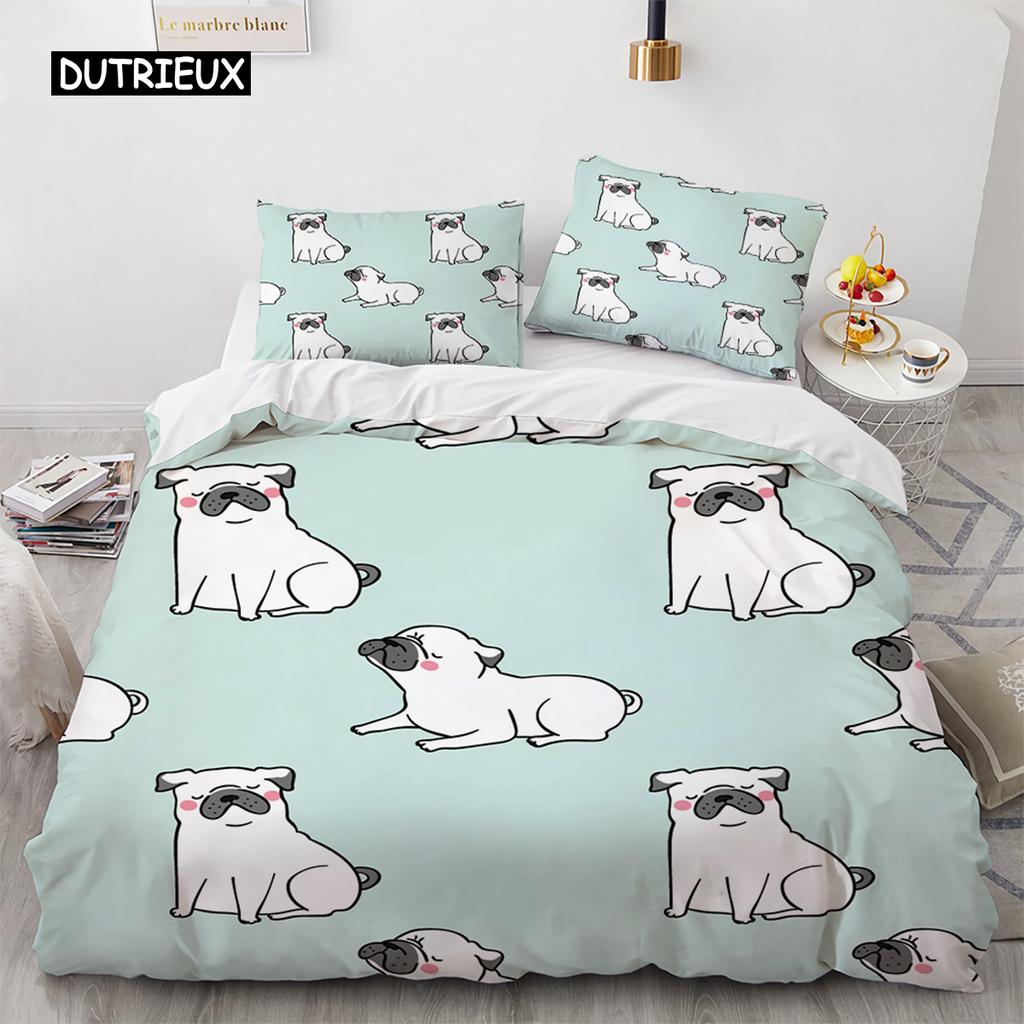 Husă de pilota Corgi Dog King Queen Set de lenjerie de pat pentru cățeluș din desene animate galben pentru copii, băieți, fete, animal de companie Kawaii, roz, husă de pilota 2/3 buc.