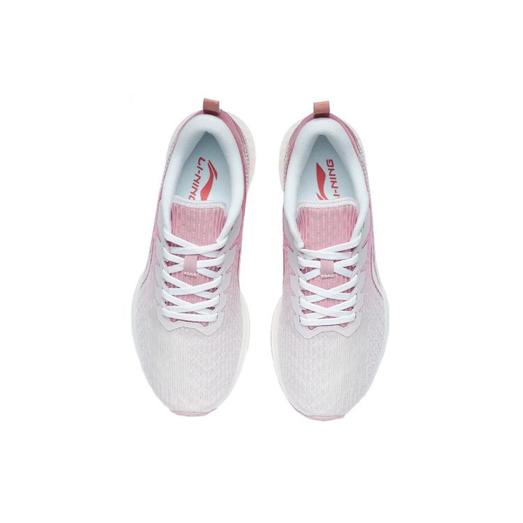 Li Ning Fabric Slip Resistant And Breathable Low Top Running Shoes Women's White Red ARMR022-7