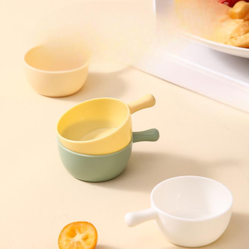 Mini Seasoning Plate, Household Small Sauce Plate, Plastic Small Plate with Handle, Hot Pot Salad Seasoning Plate