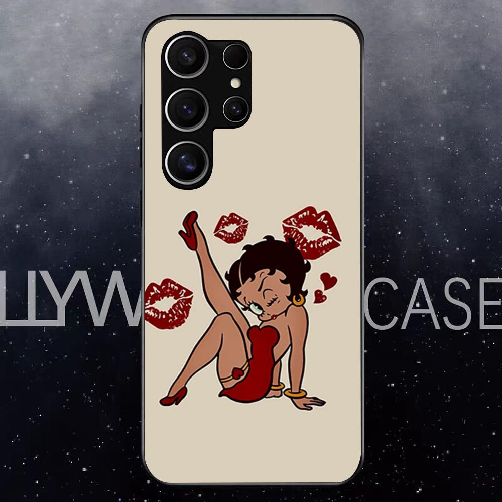 Betty Beautiful B-boop Phone Case For Samsung S25 Edge Ultra S23 S22 S21 S20 Ultra Plus S24 Fe A54 A53 A25 Glass Cover