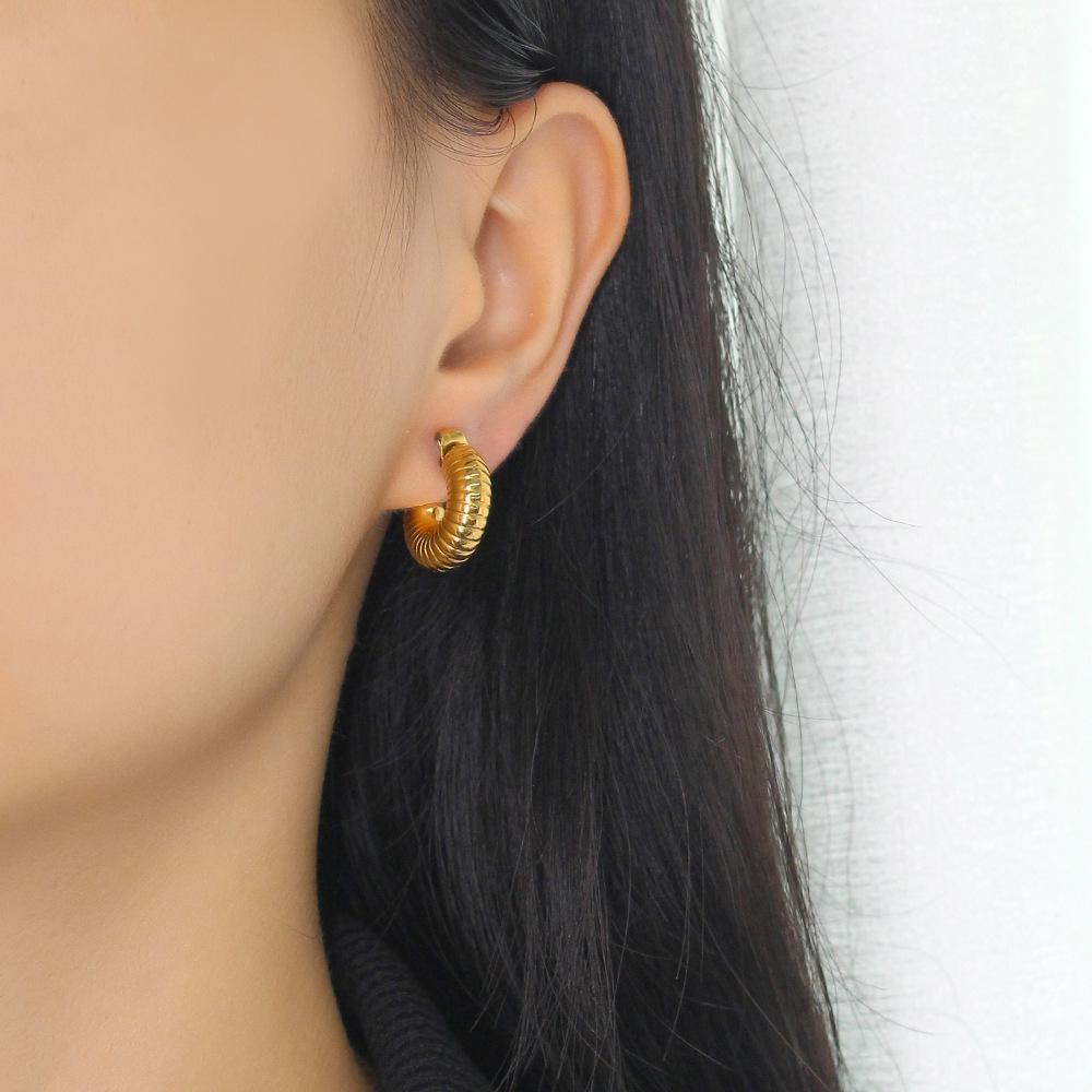 Retro Y2K Gold-Plated Stainless Steel Earrings - European & American Light Luxury Titanium Trend.