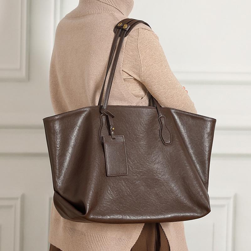 Burminsa Cowhide Genuine Leather Large Soft Shoulder Tote Bags For Women 2026 Luxury Designer Big Shopping Work Ladies Handbags