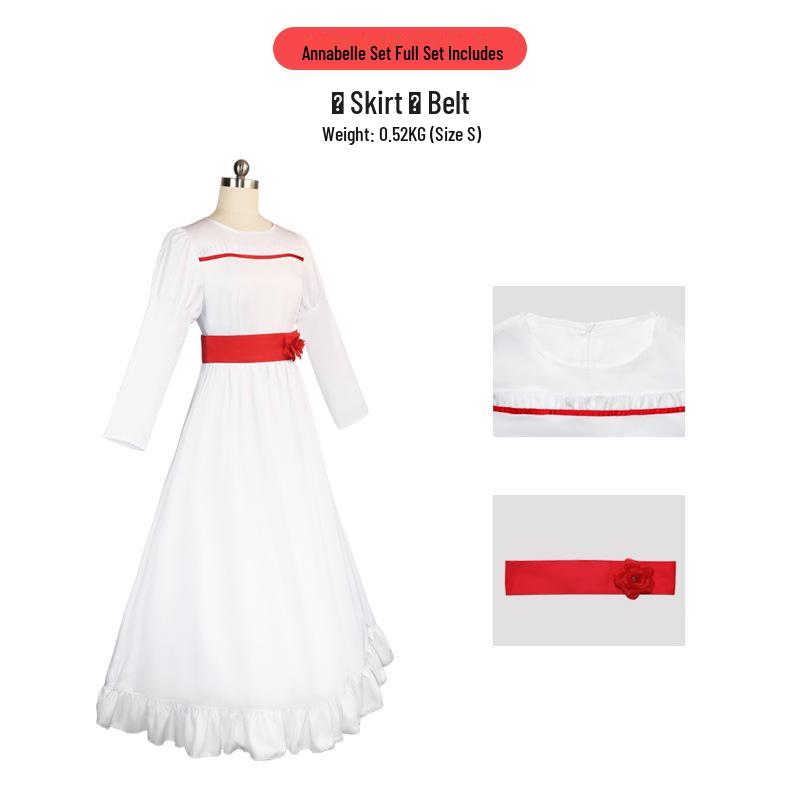 

Annabelle White Doll Dress Halloween Cosplay Costume Extra Large